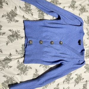 Blue sweater with Decorative stones Buttons